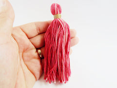 Long Red Rose Pink Multi color Handmade Cotton Wool Thread Tassel - 4.5 inches - 115mm - 1pc