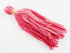 Long Red Rose Pink Multi color Handmade Cotton Wool Thread Tassel - 4.5 inches - 115mm - 1pc