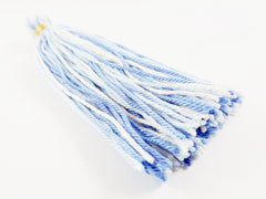 Long Cool Blues White Multi color Handmade Cotton Wool Thread Tassel - 4.5 inches - 115mm - 1pc