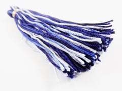 Long Navy Blues White Multi color Handmade Cotton Wool Thread Tassel - 4.5 inches - 115mm - 1pc