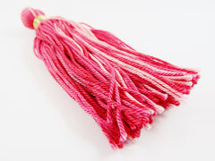 Long Red Rose Pink Multi color Handmade Cotton Wool Thread Tassel - 4.5 inches - 115mm - 1pc