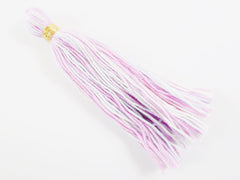 Long Pale Blue Lilac White Multi color Handmade Cotton Wool Thread Tassel - 4.5 inches - 115mm - 1pc