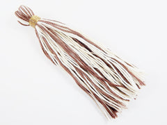 Long Brown Beige Cream White Multi color Handmade Cotton Wool Thread Tassel - 4.5 inches - 115mm - 1pc