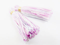 Pale Blue Lilac White Multicolor Handmade Cotton Wool Thread Tassel - Boho Bohemian - 3 inches - 75mm - 2 pc