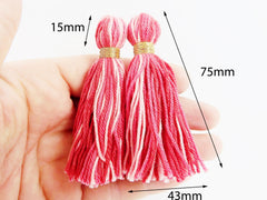 Spring Green Lemon Multi color Handmade Cotton Wool Thread Tassel -  3 inches - 75mm  - 2 pc
