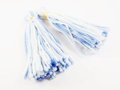 Cool Blues White Multi color Handmade Cotton Wool Thread Tassel -  3 inches - 75mm  - 2 pc