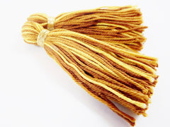 Mustard Yellow Brown Caramel Multi color Handmade Cotton Wool Thread Tassel -  3 inches - 75mm  - 2 pc