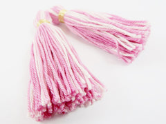 Pinks White Multi color Handmade Cotton Wool Thread Tassel -  3 inches - 75mm  - 2 pc