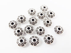 15 UFO Saucer Bead Spacers - Matte Silver Plated