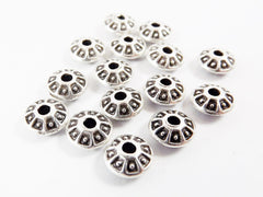 15 UFO Saucer Bead Spacers - Matte Silver Plated