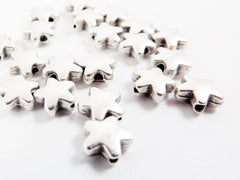 20 Star Bead Spacers - Matte Antique Silver Plated