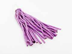 Purple Orchid Afghan Tibetan Heishi Tube Beaded Tassel - Handmade - Textured Shiny Silver Plated Cap - 92mm = 3.62inches  -1PC