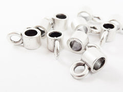 10 Simple Bead Bail Charm Holder Spacer Slider Matte Silver Plated Turkish Jewelry Making Supplies Findings Components
