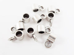 10 Simple Bead Bail Charm Holder Spacer Slider Matte Silver Plated Turkish Jewelry Making Supplies Findings Components
