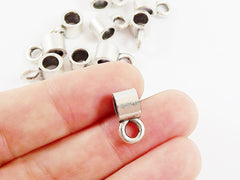 10 Simple Bead Bail Charm Holder Spacer Slider Matte Silver Plated Turkish Jewelry Making Supplies Findings Components