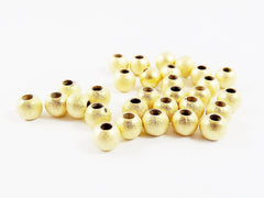 30pcs 5mm Plain Simple Round Smooth Bead Spacers - 22k Matte Gold Plated