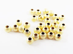 30pcs 5mm Plain Simple Round Smooth Bead Spacers - 22k Matte Gold Plated