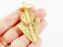 Tribal Spear Geometric Pendant - 22k Matte Gold Plated - 1pc