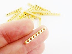 Seven Hole Plain Strand Separator Spacer Bar Connector - 7 Holes - 22k Matte Gold Plated Brass - 15pcs