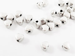 30 Small Mini Simple Heart Bead Spacers - Matte Silver Plated