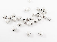 30 Small Mini Simple Heart Bead Spacers - Matte Silver Plated