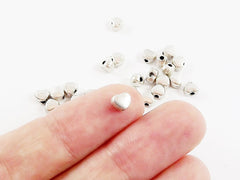 30 Small Mini Simple Heart Bead Spacers - Matte Silver Plated