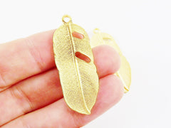 2 Feather Charms - 22k Matte Gold Plated - Updated