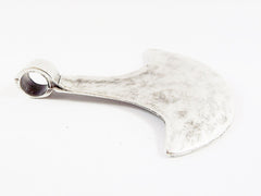 Large Silver Tribal Pendant, Scoop, Blade Pendant, Axe Pendant, Ethnic Pendant, Silver Pendant, Tribal Jewelry, Matte Antique Silver Plated