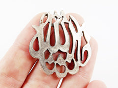 Medium Arabic Calligraphy Mashallah Pendant - Matte Antique Silver Plated