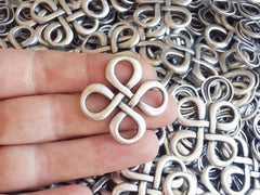 2 Celtic Square Knot Pendant Connector - Matte Antique Silver Plated -
