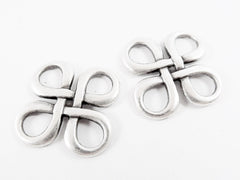 2 Celtic Square Knot Pendant Connector - Matte Antique Silver Plated -