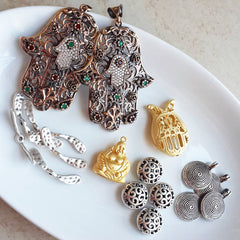 2 Gold Buddha Cap Pendant, Tassel Cap, Bead Cap, Cord Cap, Gold Cap, Gold Bead Cap - 22k Matte Gold Plated Plated