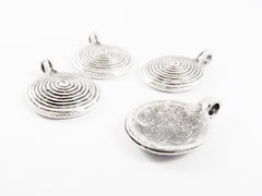 4 Spiral Dome Shaped Charms - Matte Antique Silver Plated