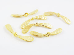 6 Hammered Sycamore Seed Inspired Wing Spacer Beads - 22k Matte Gold Plated