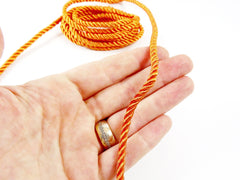 3.5mm Sun Orange Twisted Rayon Satin Rope Silk Braid Cord - 3 Ply Twist - 1 meters - 1.09 Yards - No:17