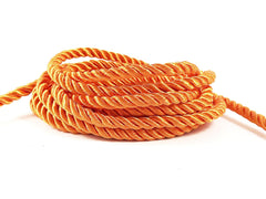 3.5mm Sun Orange Twisted Rayon Satin Rope Silk Braid Cord - 3 Ply Twist - 1 meters - 1.09 Yards - No:17