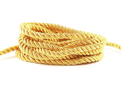 3.5mm Lemon Yellow Twisted Rayon Satin Rope Silk Braid Cord - 3 Ply Twist - 1 meters - 1.09 Yards - No:17