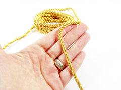 3.5mm Lemon Yellow Twisted Rayon Satin Rope Silk Braid Cord - 3 Ply Twist - 1 meters - 1.09 Yards - No:17