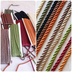 3.5mm Antique Beige Twisted Rayon Satin Rope Silk Braid Cord - 3 Ply Twist - 1 meters - 1.09 Yards - No:17