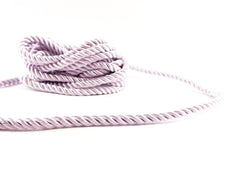 3.5mm Pale Lilac Twisted Rayon Satin Rope Silk Braid Cord - 3 Ply Twist - 1 meters - 1.09 Yards - No:17