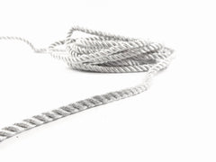 3.5mm Metallic Silver Twisted Rayon Satin Rope Silk Braid Cord - 3 Ply Twist - 1 meters - 1.09 Yards - No:17
