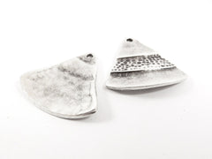 Tier Tribal Ethnic Triangle Pendants - Matte Antique Silver Plated - 2pc