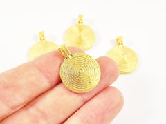 6 Gold Spiral Dome Shaped Charms, Gold Charms, Tribal Charms, Ethnic Charms, Gold Dome Charm, Dome Charm, Gold Dome - 22k Matte Gold Plated