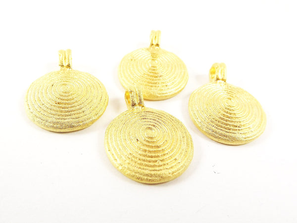 6 Gold Spiral Dome Shaped Charms, Gold Charms, Tribal Charms, Ethnic Charms, Gold Dome Charm, Dome Charm, Gold Dome - 22k Matte Gold Plated