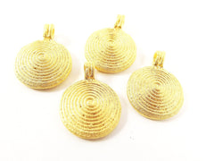 4 Gold Spiral Dome Shaped Charms, Gold Charms, Tribal Charms, Ethnic Charms, Gold Dome Charm, Dome Charm, Gold Dome - 22k Matte Gold Plated