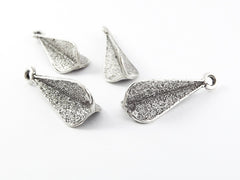 4 Propeller Triple Wing Charms - Matte Antique Silver Plated