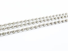 2mm Ball Chain  - Matte Antique Silver Plated - 1 Meter  or 3.3 Feet