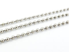2mm Ball Chain  - Matte Antique Silver Plated - 1 Meter  or 3.3 Feet
