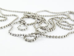 1.5mm Ball Chain  - Matte Antique Silver Plated - 1 Meter  or 3.3 Feet