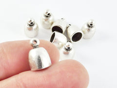 8 Cord Cone Cap Ends, Tassels Cap, Cord Ends, Cord Cover, Cord End Caps, Cord Caps, Silver Bead Caps - Matte Antique Silver Plated